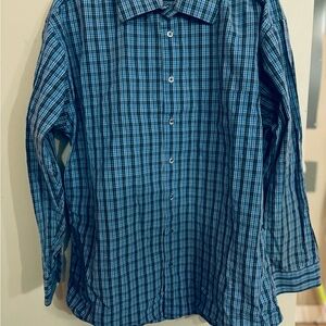 Burberry Blue Plaid Casual Button Down Shirt